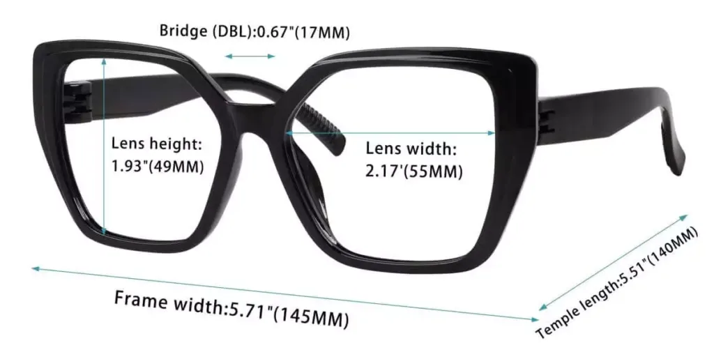 Product Dimension of Oversized Reading Glasses Womens