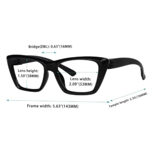 Cateye reading glasses dimension