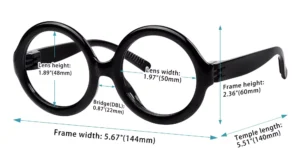 Product Dimension of Round Reading Glasses Womens